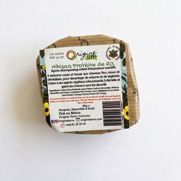 Après-Shampooing Solide Hibiscus Protéine de Riz - Origine et Terre