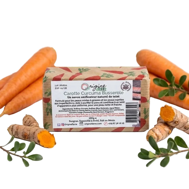Savon Carotte Curcuma et Busserole - Origine et Terre